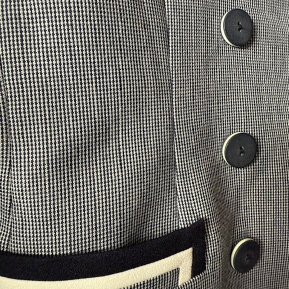 John Meyer of Norwich Blue White 2Pc Jacket Skirt Suit Set Mini Houndstooth 10P - Picture 3 of 8